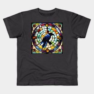 Iridescent Crow Stained Glass Kids T-Shirt